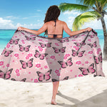 Pink Monarch Butterfly Pattern Print Beach Sarong Wrap