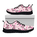 Pink Monarch Butterfly Pattern Print Black Running Shoes