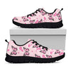 Pink Monarch Butterfly Pattern Print Black Sneakers
