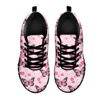 Pink Monarch Butterfly Pattern Print Black Sneakers