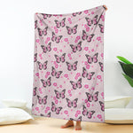 Pink Monarch Butterfly Pattern Print Blanket