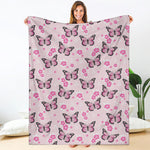 Pink Monarch Butterfly Pattern Print Blanket