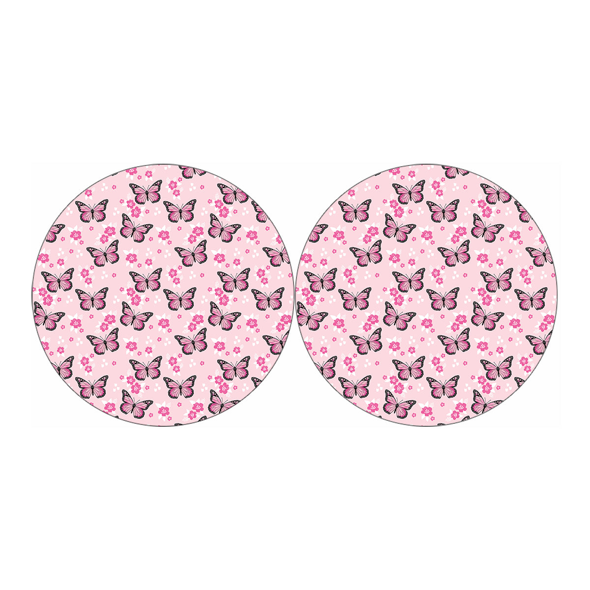 Pink Monarch Butterfly Pattern Print Car Coasters