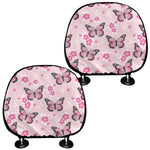 Pink Monarch Butterfly Pattern Print Car Headrest Covers