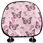 Pink Monarch Butterfly Pattern Print Car Headrest Covers