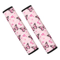 Pink Monarch Butterfly Pattern Print Car Seat Belt Covers