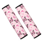 Pink Monarch Butterfly Pattern Print Car Seat Belt Covers