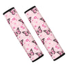 Pink Monarch Butterfly Pattern Print Car Seat Belt Covers