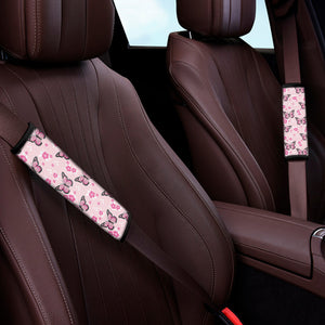 Pink Monarch Butterfly Pattern Print Car Seat Belt Covers