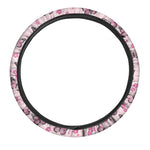 Pink Monarch Butterfly Pattern Print Car Steering Wheel Cover
