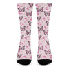 Pink Monarch Butterfly Pattern Print Crew Socks