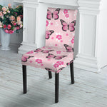 Pink Monarch Butterfly Pattern Print Dining Chair Slipcover