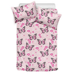 Pink Monarch Butterfly Pattern Print Duvet Cover Bedding Set