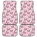 Pink Monarch Butterfly Pattern Print Front and Back Car Floor Mats