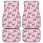 Pink Monarch Butterfly Pattern Print Front and Back Car Floor Mats