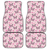 Pink Monarch Butterfly Pattern Print Front and Back Car Floor Mats