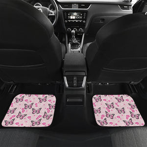 Pink Monarch Butterfly Pattern Print Front and Back Car Floor Mats