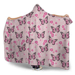 Pink Monarch Butterfly Pattern Print Hooded Blanket