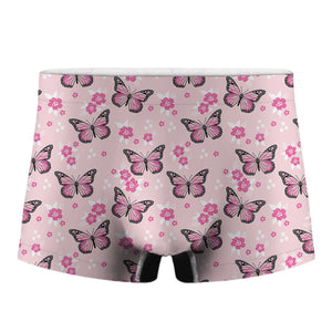 Pink Monarch Butterfly Pattern Print Men's Boxer Briefs