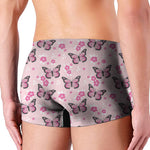 Pink Monarch Butterfly Pattern Print Men's Boxer Briefs