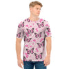 Pink Monarch Butterfly Pattern Print Men's T-Shirt