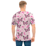 Pink Monarch Butterfly Pattern Print Men's T-Shirt