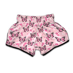 Pink Monarch Butterfly Pattern Print Muay Thai Boxing Shorts