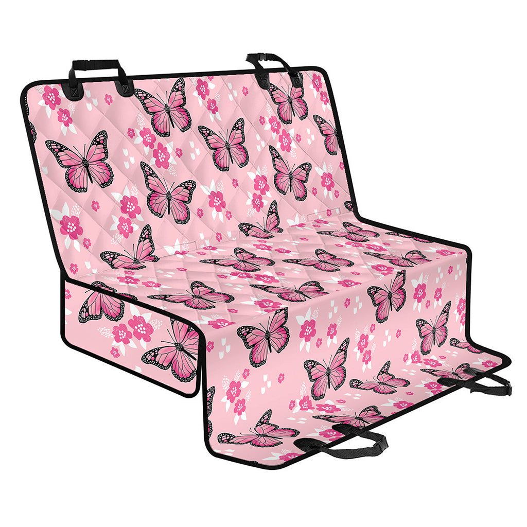 Pink Monarch Butterfly Pattern Print Pet Car Back Seat Cover