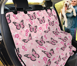 Pink Monarch Butterfly Pattern Print Pet Car Back Seat Cover