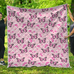 Pink Monarch Butterfly Pattern Print Quilt