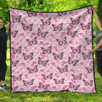 Pink Monarch Butterfly Pattern Print Quilt