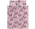 Pink Monarch Butterfly Pattern Print Quilt Bed Set