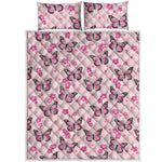 Pink Monarch Butterfly Pattern Print Quilt Bed Set