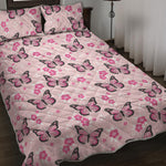 Pink Monarch Butterfly Pattern Print Quilt Bed Set