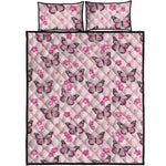 Pink Monarch Butterfly Pattern Print Quilt Bed Set