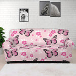 Pink Monarch Butterfly Pattern Print Sofa Cover
