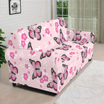 Pink Monarch Butterfly Pattern Print Sofa Cover