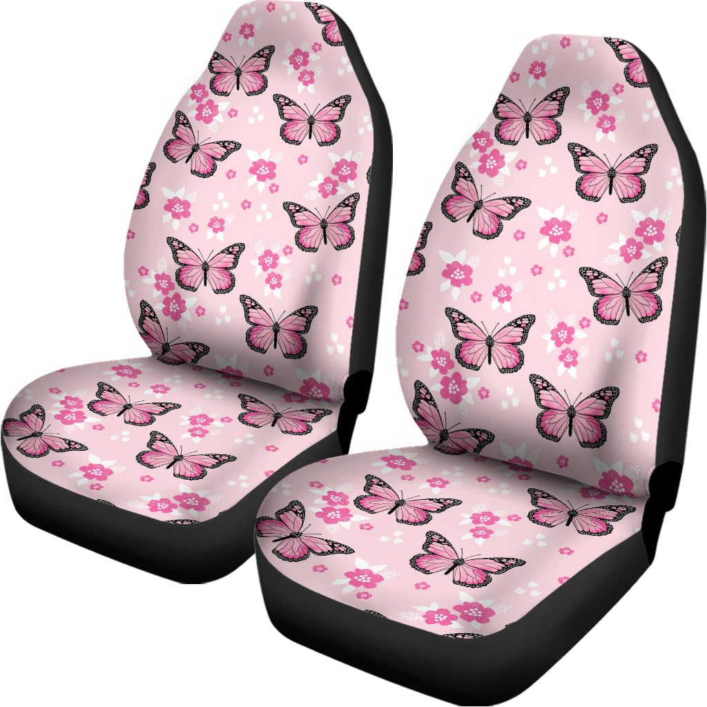 Pink Monarch Butterfly Pattern Print Universal Fit Car Seat Covers