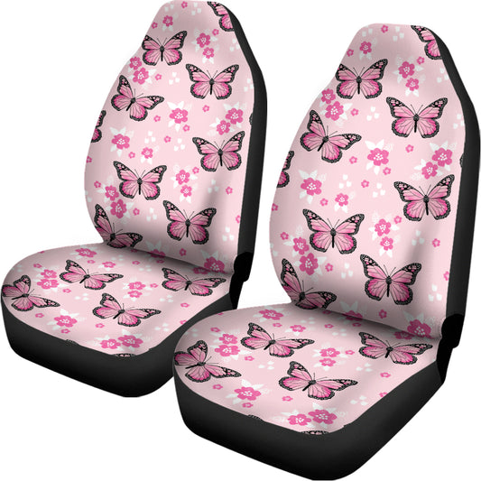 Pink Monarch Butterfly Pattern Print Universal Fit Car Seat Covers