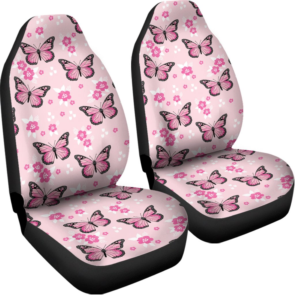 Pink Monarch Butterfly Pattern Print Universal Fit Car Seat Covers