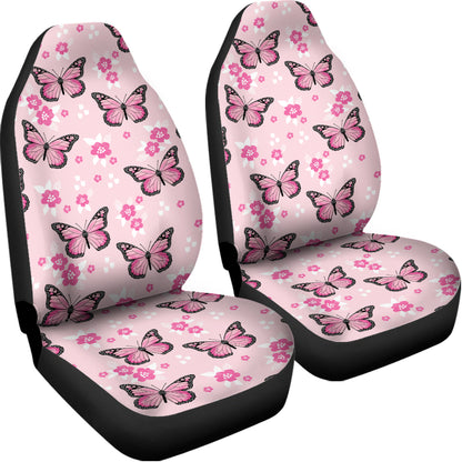Pink Monarch Butterfly Pattern Print Universal Fit Car Seat Covers