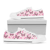 Pink Monarch Butterfly Pattern Print White Low Top Shoes