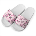 Pink Monarch Butterfly Pattern Print White Slide Sandals