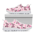 Pink Monarch Butterfly Pattern Print White Running Shoes