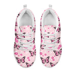 Pink Monarch Butterfly Pattern Print White Sneakers