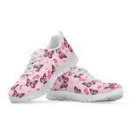 Pink Monarch Butterfly Pattern Print White Sneakers