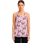 Pink Monarch Butterfly Pattern Print Women's Racerback Tank Top