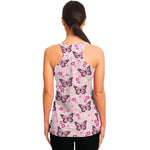 Pink Monarch Butterfly Pattern Print Women's Racerback Tank Top