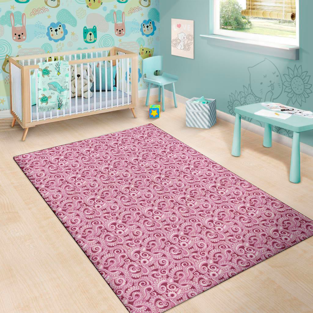 Pink Octopus Tentacles Pattern Print Area Rug