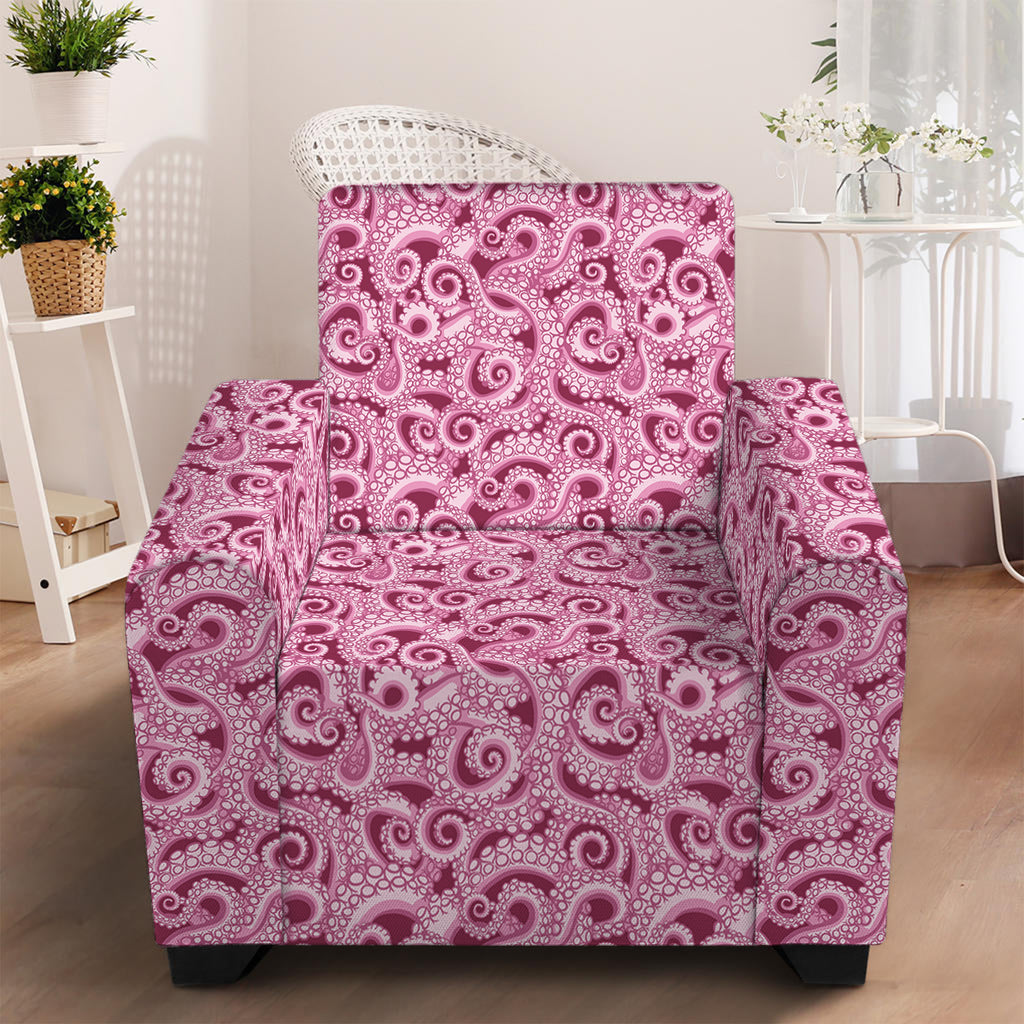 Pink Octopus Tentacles Pattern Print Armchair Slipcover